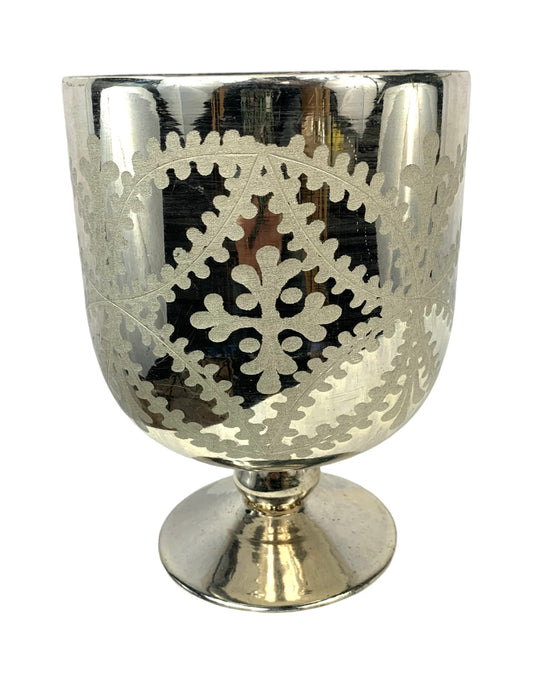 Etched Footed Glass Pedestal Bowl - The Garden Corner
