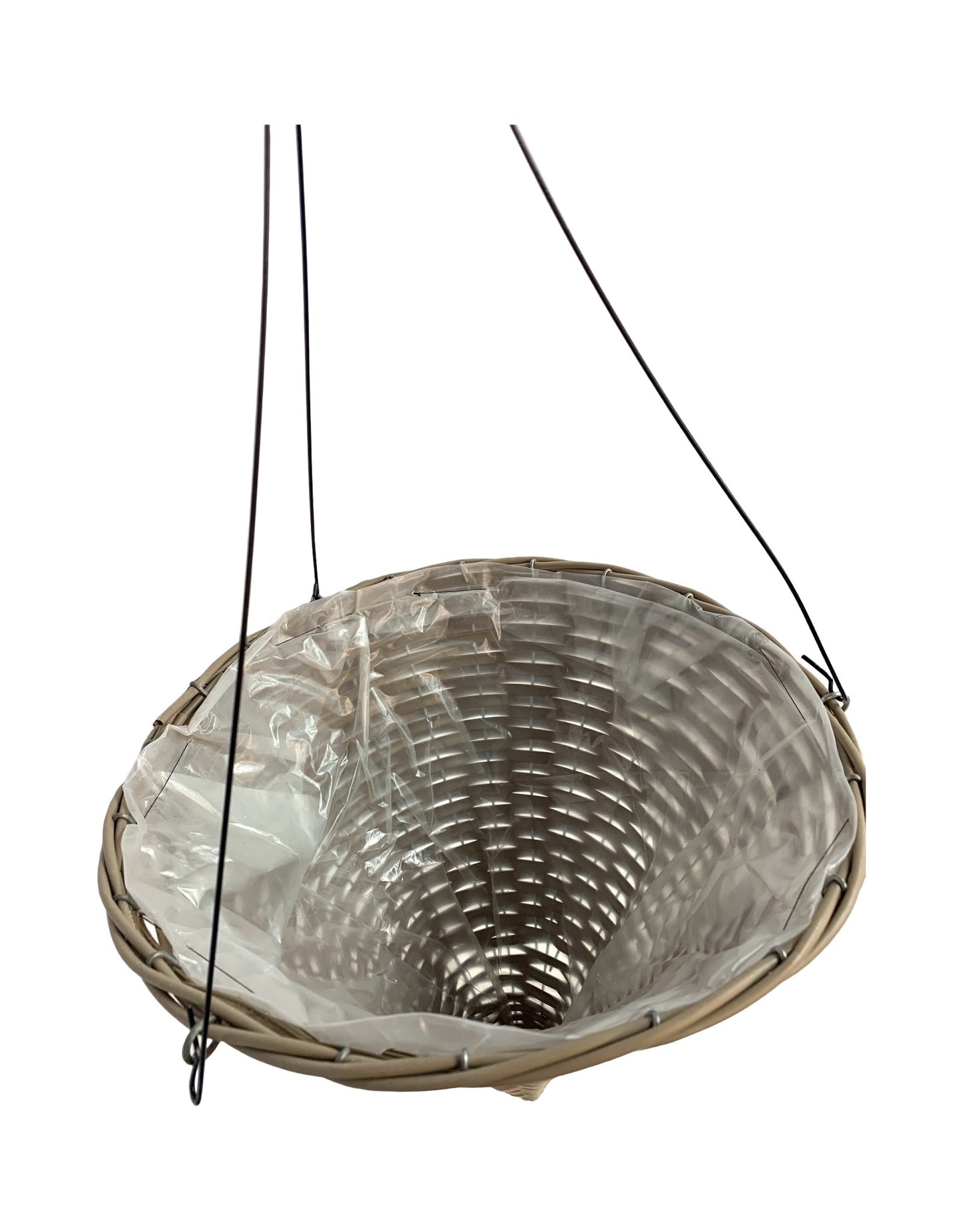 Resin Wicker Light Striped Cone Hanging Basket