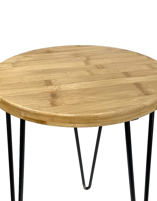 Wire and Bamboo Wood Plant Stand 16 Inch - The Garden Corner