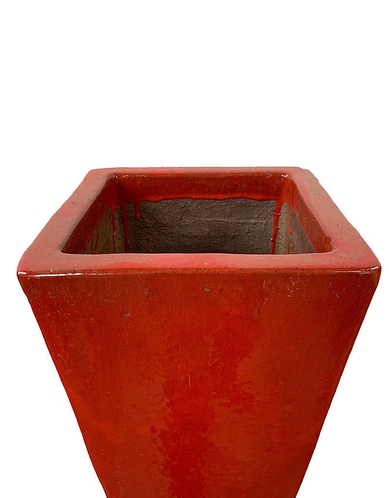 Tall Square Pot Red