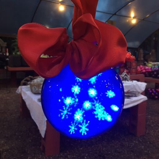 Holographic Sphere, Blu, 6 inch- 6 inch - Christmas Non Plant