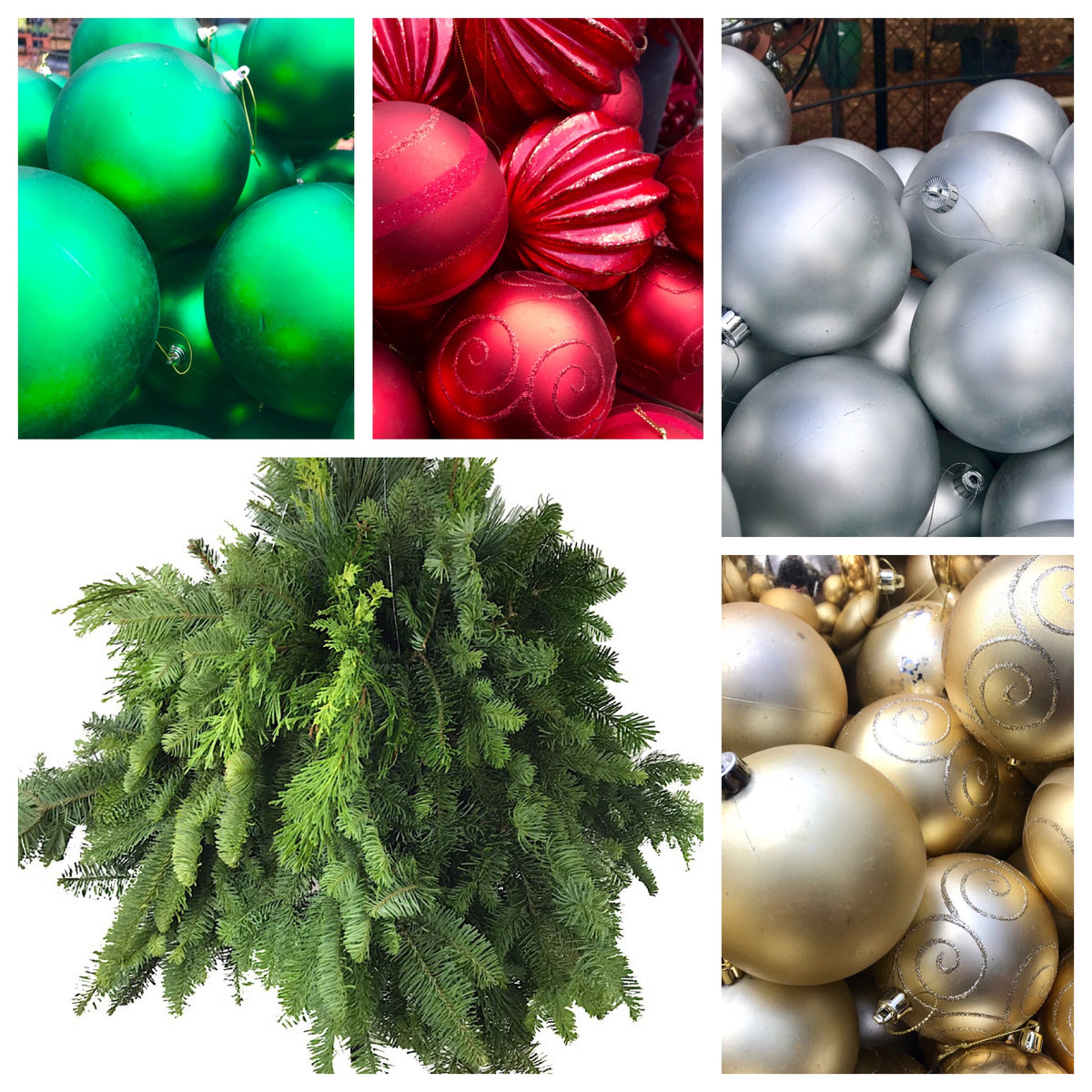 Custom Designer Hanging Holiday Basket - Christmas Greens